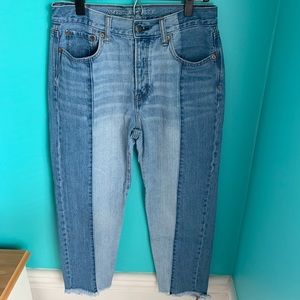 Two tone denim jeans